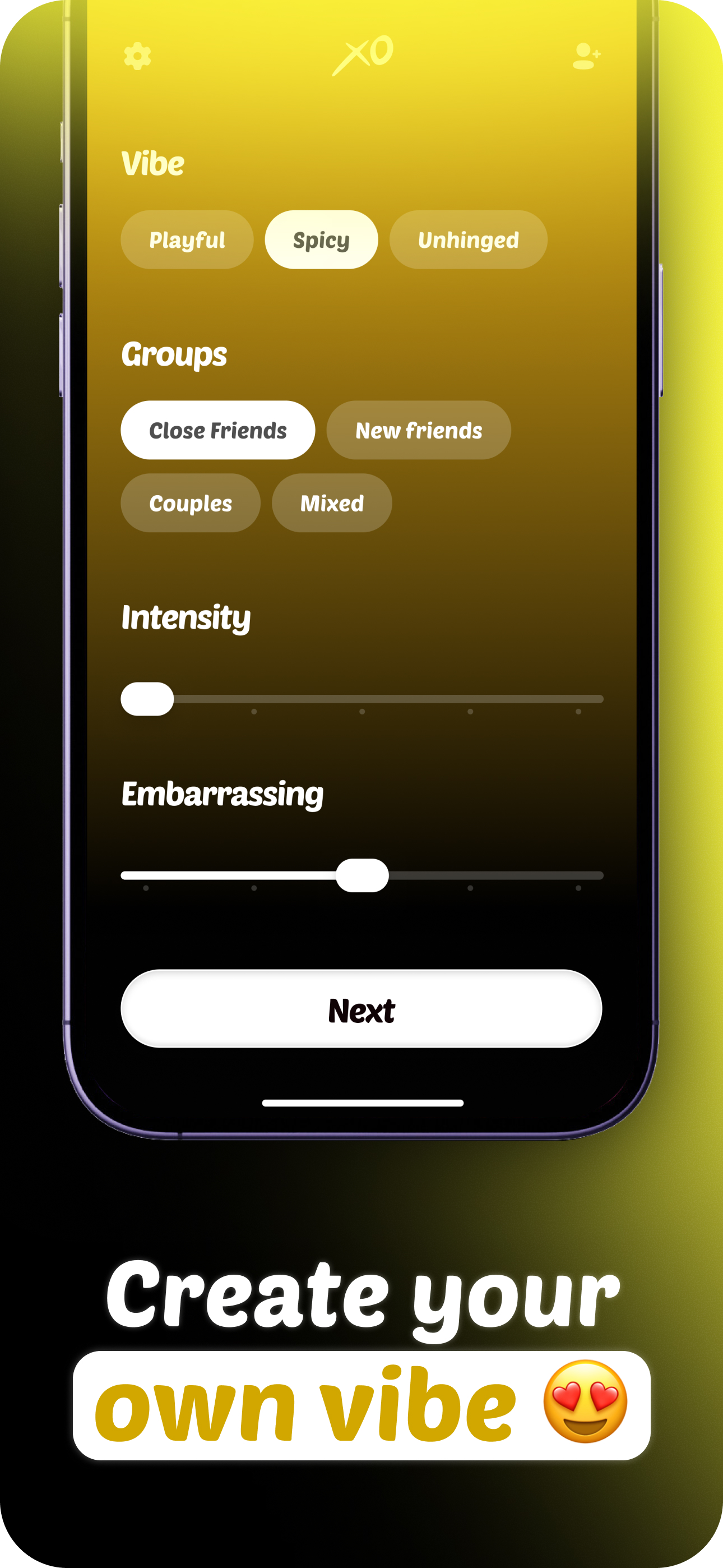 XO blue challenge screen